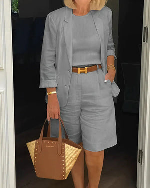 Stylish Two-Piece Cotton Suit Set