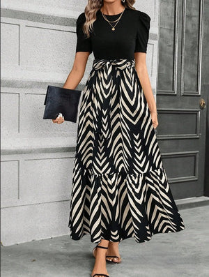 Camilla Puff Sleeve Contrast Maxi Dress