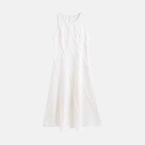 Adriana Asymmetrical White Midi Dress