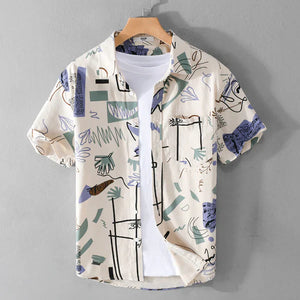 Abstract Shirt in Canvas and Cotton