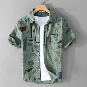 Abstract Shirt in Canvas and Cotton