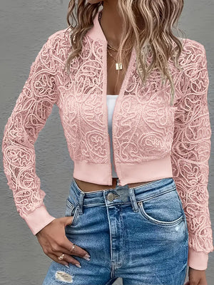 Celina Crop Lace Bomber