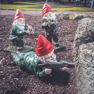 Garden Gnome Soldier Figurines for Tactical Team Decor