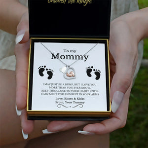 To My Mommy: Baby Feet Heart Pendant Necklace Gift Set