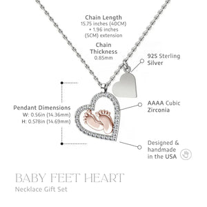 To My Mommy: Baby Feet Heart Pendant Necklace Gift Set