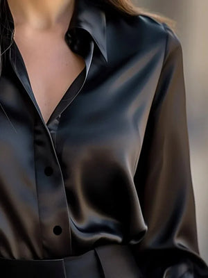 Satin Long-Sleeve Blouse