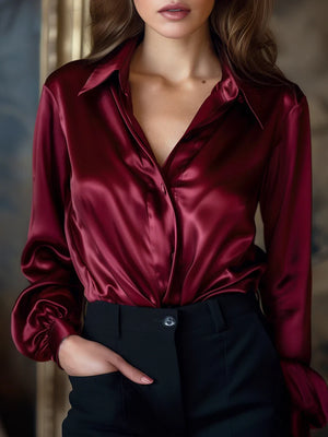 Satin Long-Sleeve Blouse
