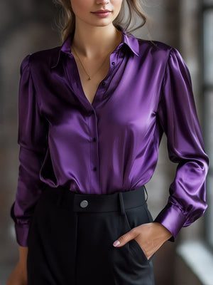 Satin Long-Sleeve Blouse