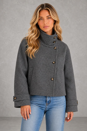 Lola | Asymmetric High-Collar Jacket — studio_front — Sofia [bb57556b-c3b7-4404-be8c-1c1acbbe7f67]