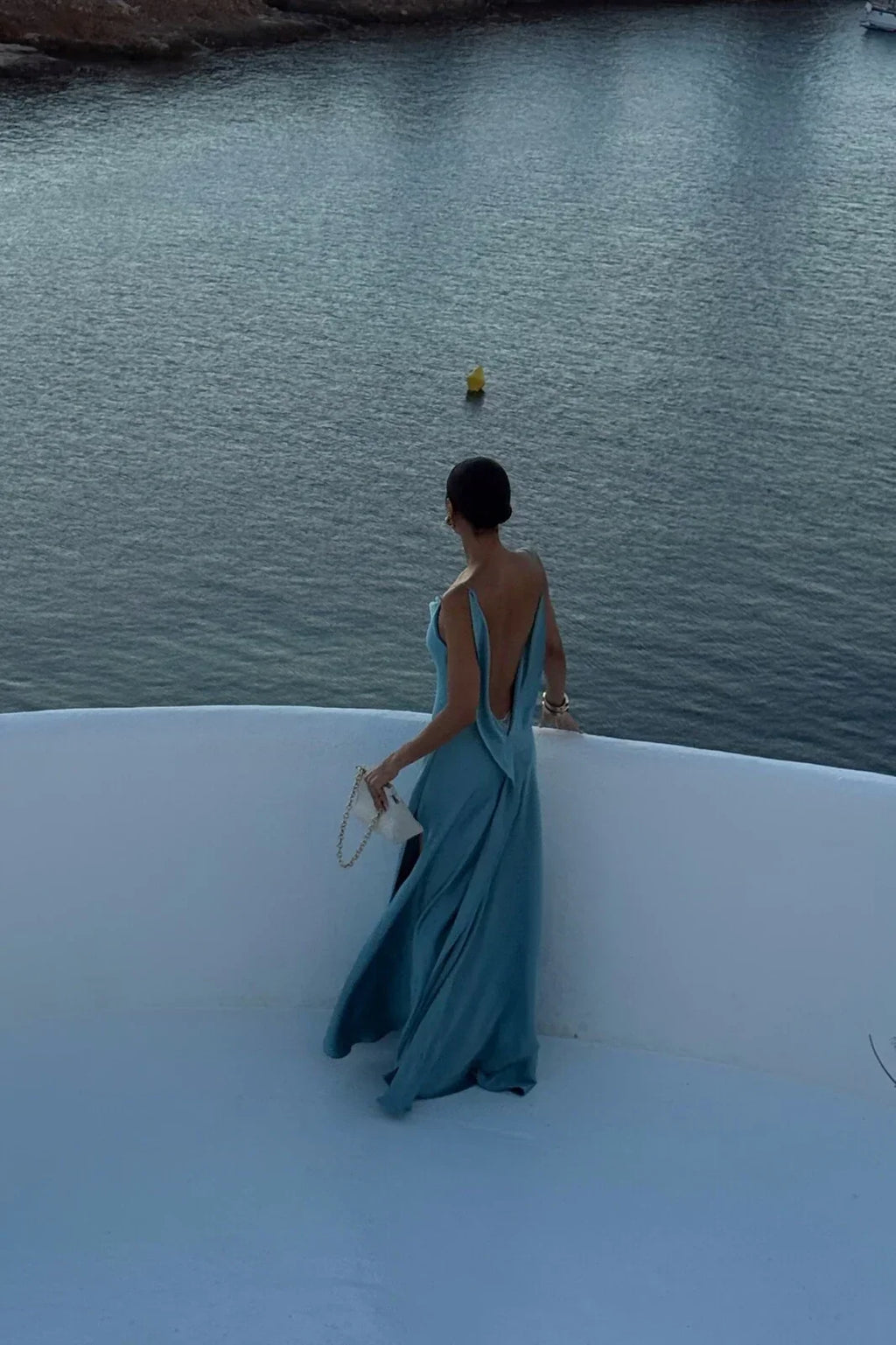 Constança | Draped-Back Satin Maxi Dress with Side Split
