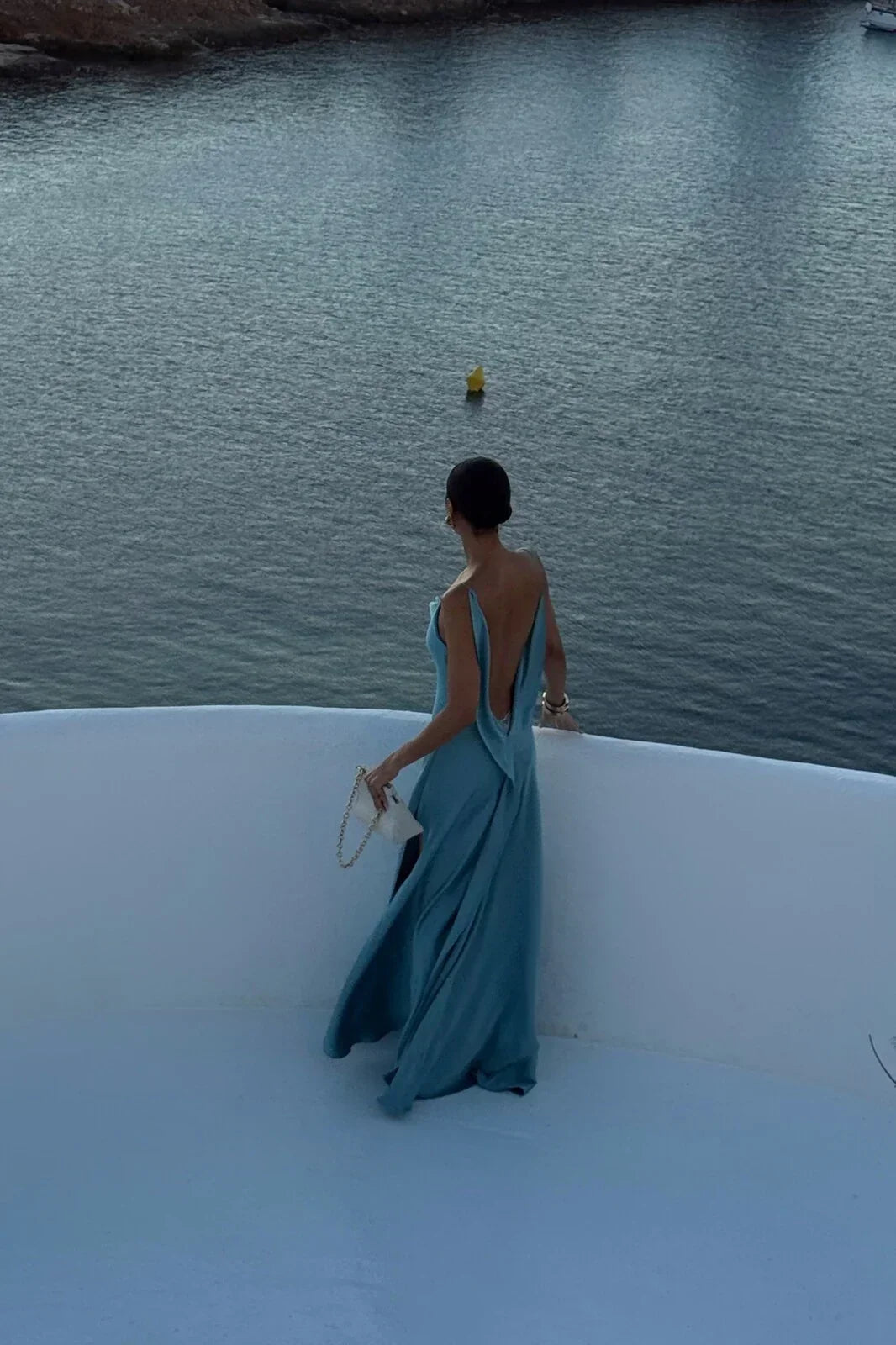 Constança | Draped-Back Satin Maxi Dress with Side Split