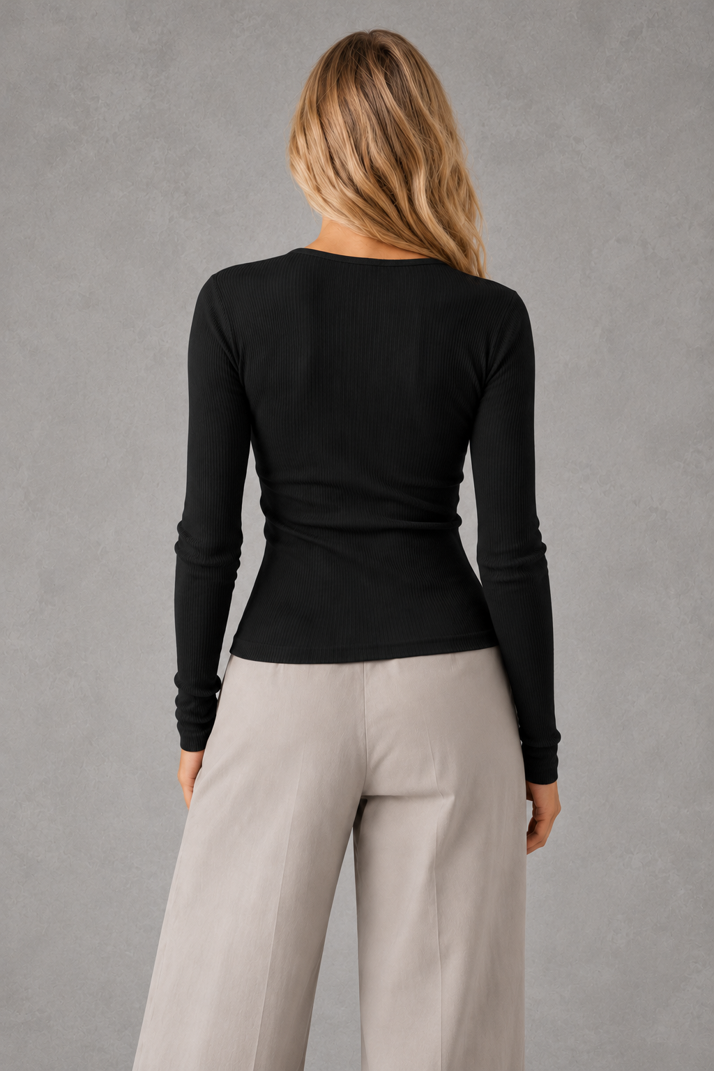 Tilly | Ribbed Button-Neck Long-Sleeve Top — studio_back — Sofia [e6aed567-5a0e-4212-be54-49e8cabfa7b0]