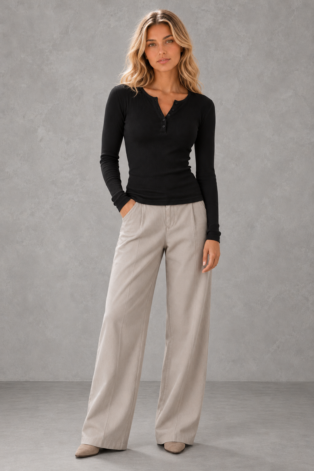 Tilly | Ribbed Button-Neck Long-Sleeve Top — lifestyle — Sofia [b2f36b93-5af8-4724-8fa4-3ffd39ff2d67]