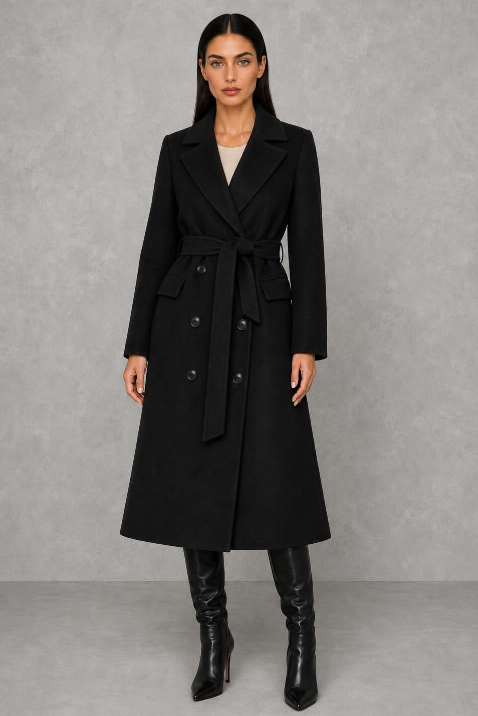 Scarlett | Tie-Waist Double-Breasted Coat — studio_front — Helena [03845f8a-b3c8-48e0-ba9e-c9b05b3b7975]