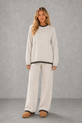 Daisy | Contrast-Trim Knit Trouser Set — studio_front — Sofia [82d72a31-f6d3-46f0-b8a4-9945f4a3423e]