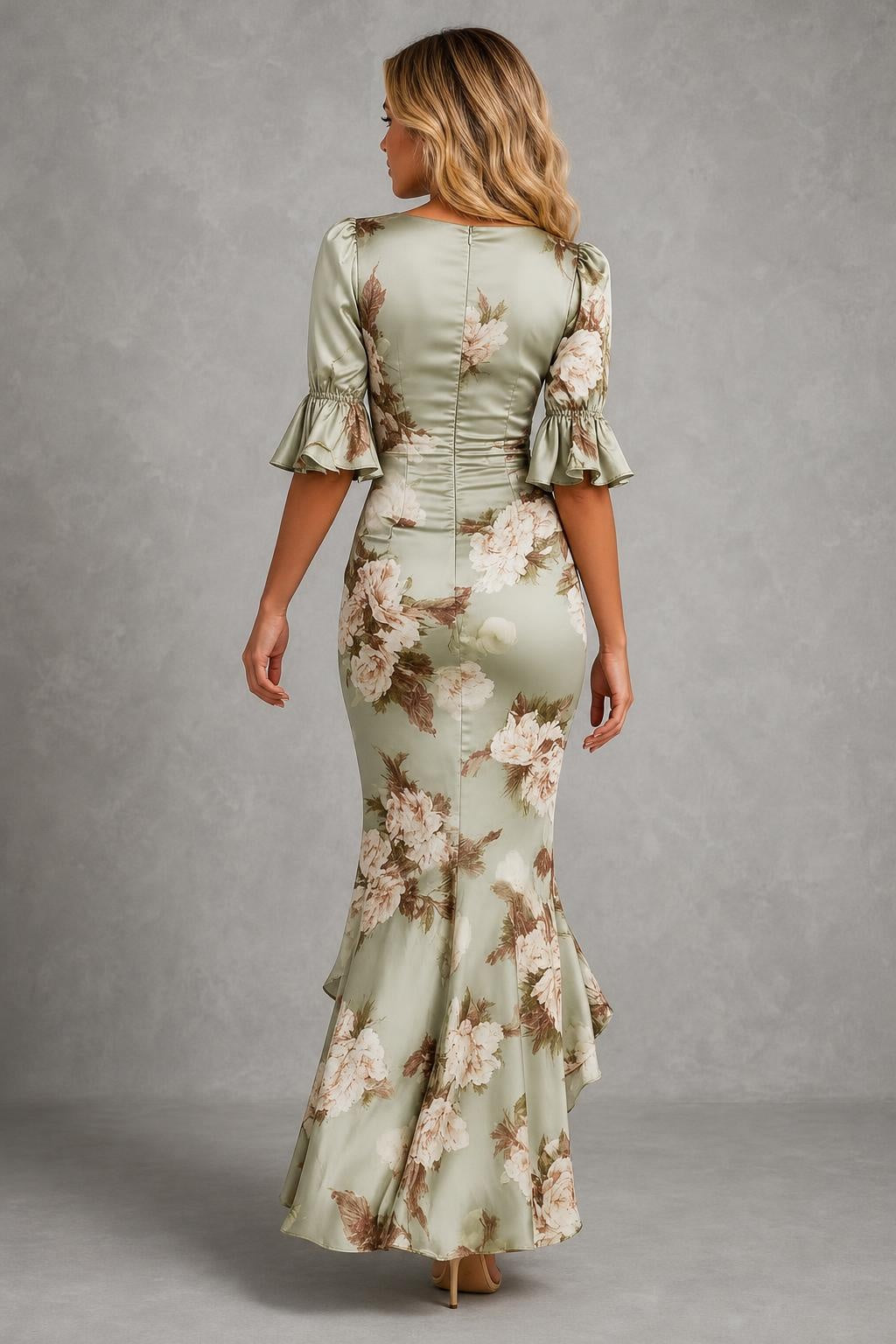 Anastasia | Asymmetrical Long Green Satin Dress — studio_back — Sofia [8987c882-708d-4fb8-b603-9f672db8945f]