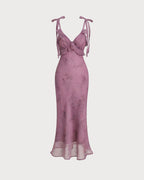 Iris | Tie-Strap Floral Lace Midi Dress