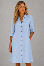 Additional view of Marina | Linen Button-Front Midi Dress