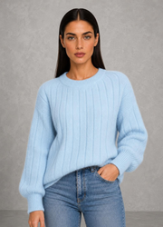 Erin | Balloon-Sleeve Ribbed Jumper — studio_front — Helena [2b01177e-b20c-46c0-8ef4-5d4fb666ad14]