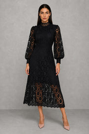 Ivey Openwork Lace Midi Dress — studio_front — Helena [c737d2e6-9333-4218-885b-cda84acc2592]
