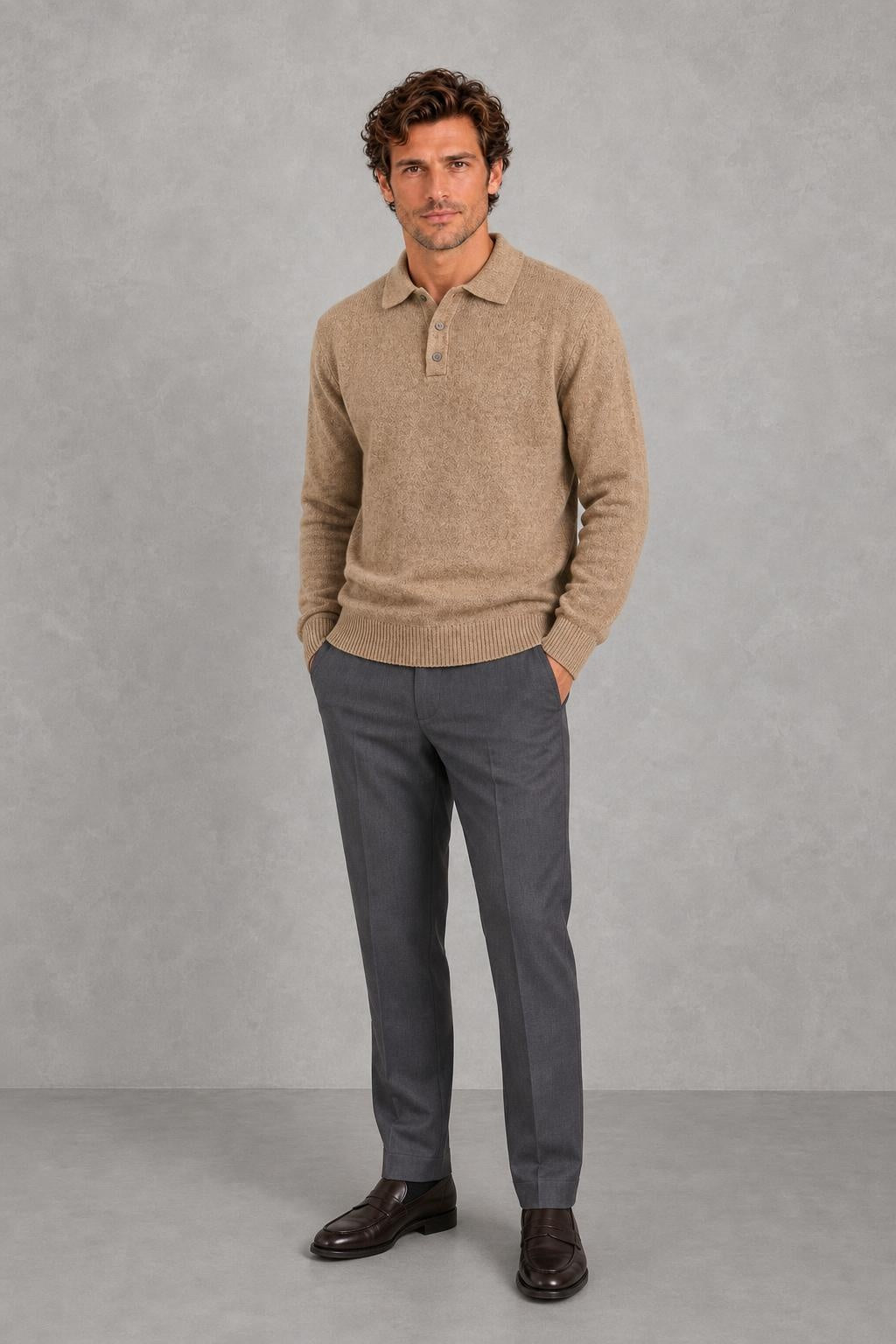 Jack | Three-Button Knitted Polo Jumper — lifestyle — James [a115bc64-6eca-4c05-8baa-2174cd9afbaa]