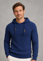 Joseph | Textured Drawstring Knit Hoodie — studio_front — Charles [ddb11ec1-5e6d-4185-af88-312e92494555]