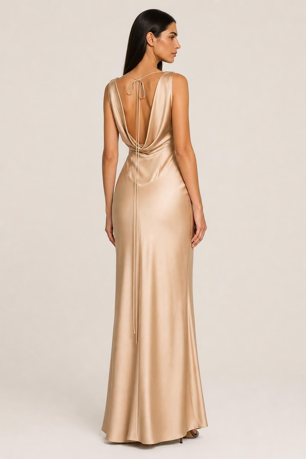 Additional view of Daphne | Cowl-Neck Backless Satin Maxi Dress