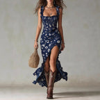 Rhiannon | Shirred-Bodice Floral Maxi Dress