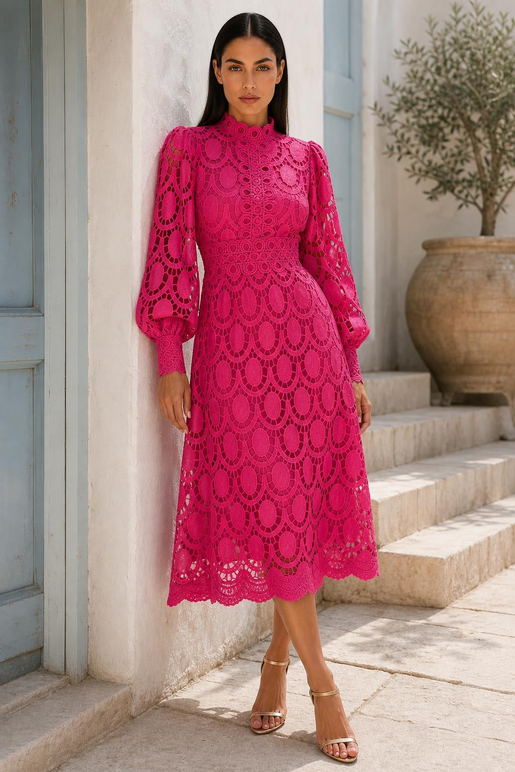 Ivey Openwork Lace Midi Dress — lifestyle — Helena [4ed2071b-aa36-42a3-a42b-35993836b6aa]