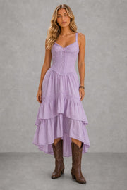 Additional view of Rosalie | Lace-Trim Corset Midi Dress