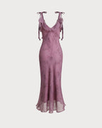 Iris | Tie-Strap Floral Lace Midi Dress