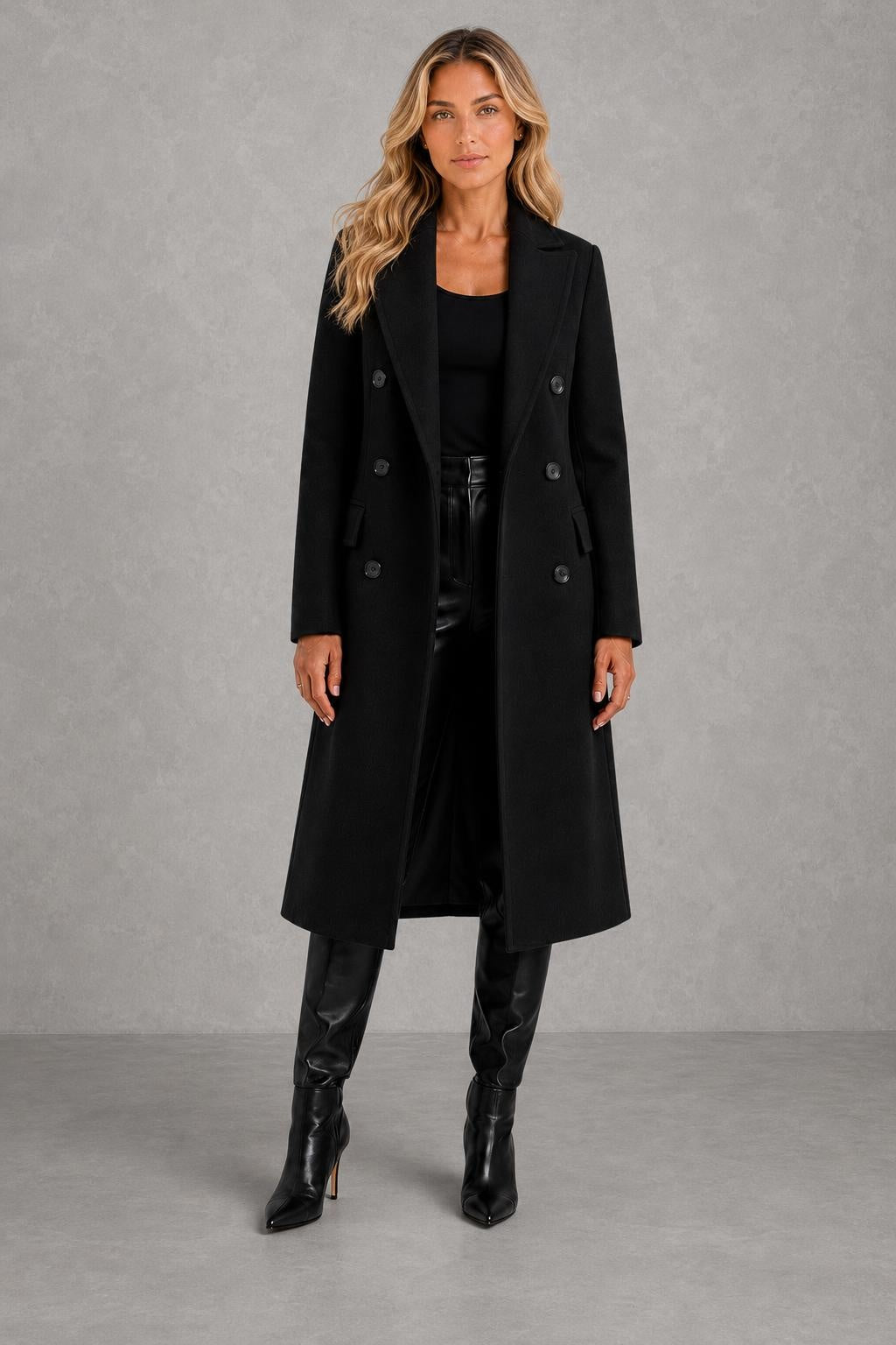 Ellie | Longline Double-Breasted Coat — lifestyle — Sofia [824606e9-efe7-4d40-af31-0b3d53c52251]