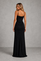 Millie | Corset-Bodice Split Maxi Dress — studio_back — Sofia [39457897-7e6b-470d-9d85-0d97f44ea8dc]