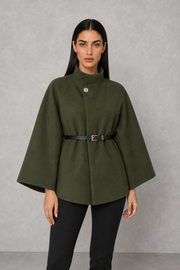 Nancy | High-Neck Belted Cape Jacket — studio_front — Helena [bee4e13e-9cf7-4b9a-bfd7-cb5fc45b602f]
