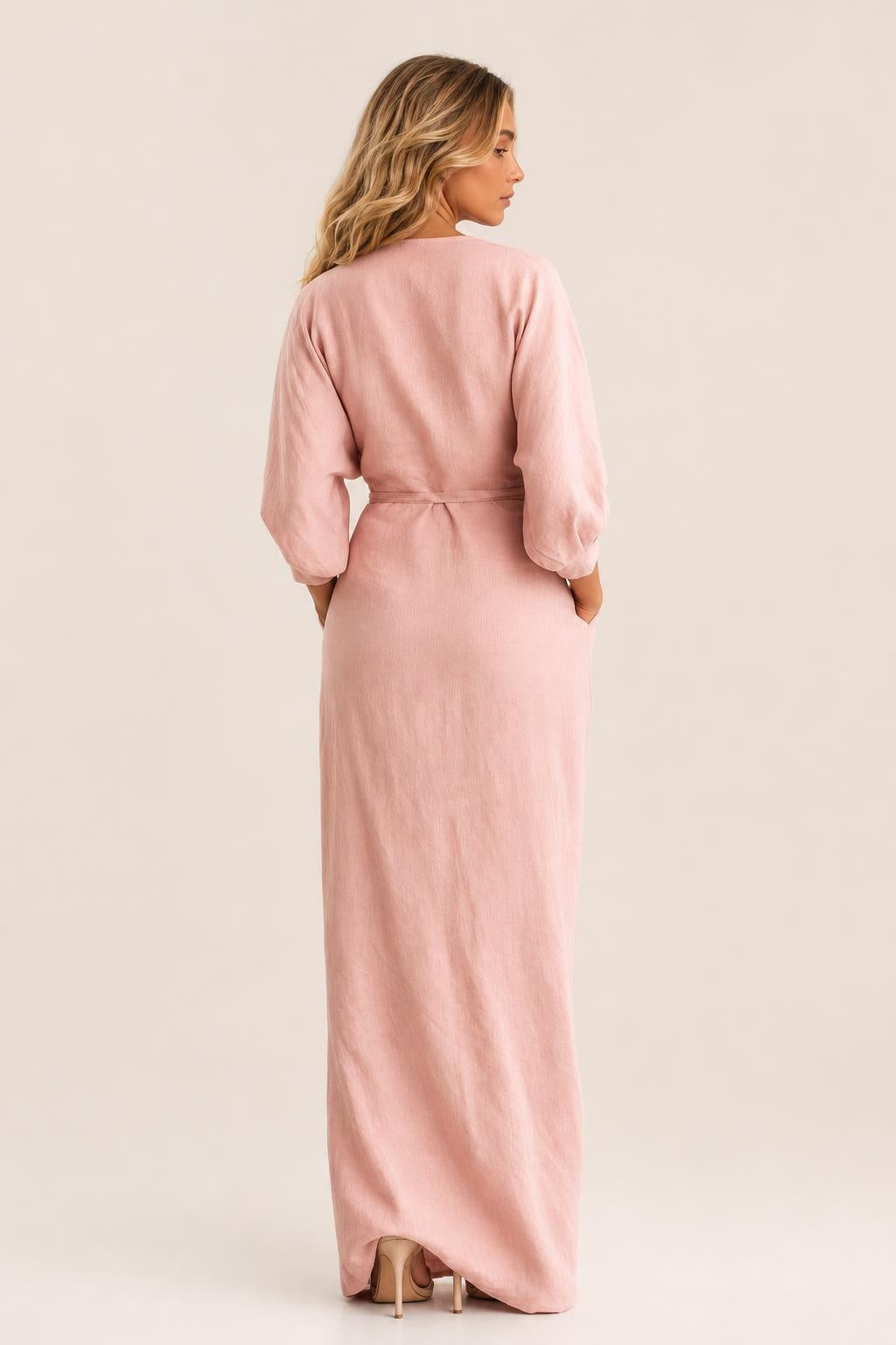 Additional view of Paloma | V-Neck Linen-Blend Maxi Dress