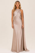 Antonella | One-Shoulder Draped Satin Maxi Dress