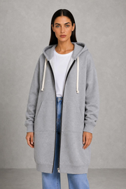 Martha | Longline Drawstring Zip Hoodie — studio_front — Helena [bbfcd240-b9cb-4f87-b5df-e480377f66b3]