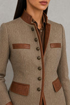 Isabel | Contrast-Trim Herringbone Jacket — studio_closeup — Helena [4c1518a3-3a90-4472-a473-49ee3f8df771]