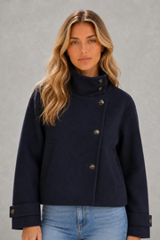Lola | Asymmetric High-Collar Jacket — studio_front — Sofia [004010c1-e22e-4051-913f-06cb7901a213]