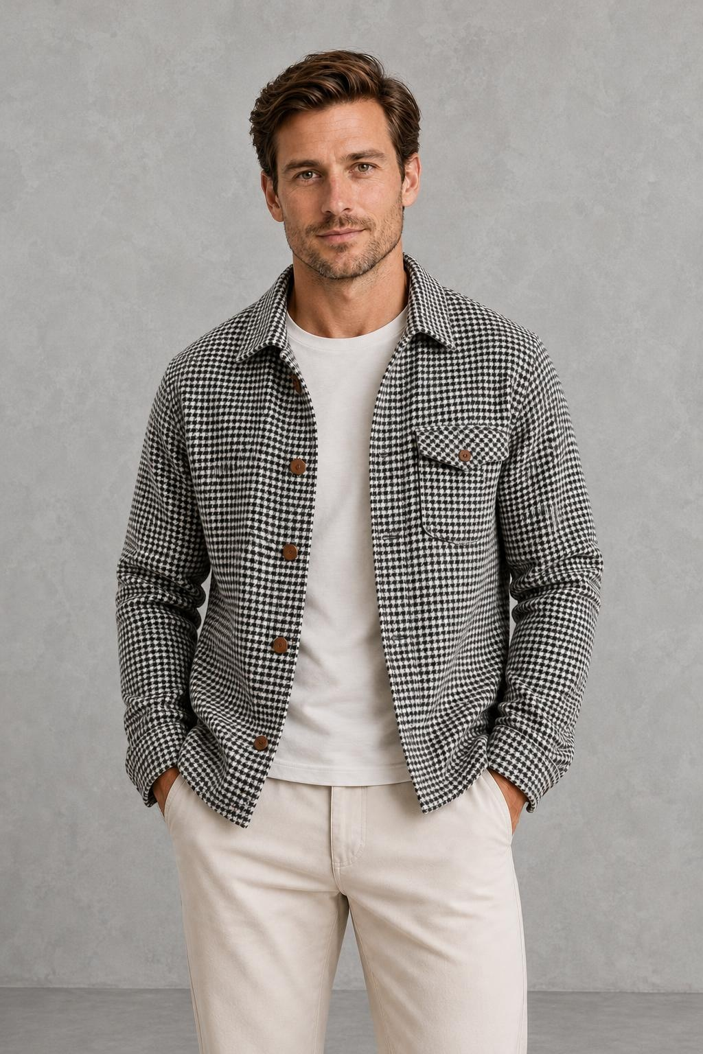 Rory | Houndstooth Button-Front Overshirt — studio_front — Charles [5090bf4f-fbf8-448e-9f68-9d5a39b0021e]