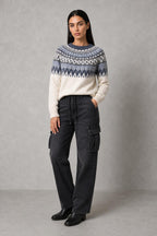 Eden | Patterned-Yoke Crew-Neck Jumper — lifestyle — Helena [687d848b-10a2-4543-80c4-ec3fd26948e2]