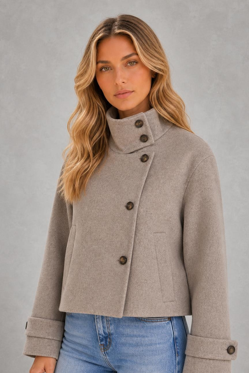 Lola | Asymmetric High-Collar Jacket — studio_three_quarter — Sofia [2fb2b5e5-ede7-4684-9a7b-a13f1c2c22f5]