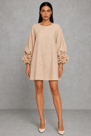 Additional view of Henrietta | Rosette-Cuff Button-Front Mini Dress