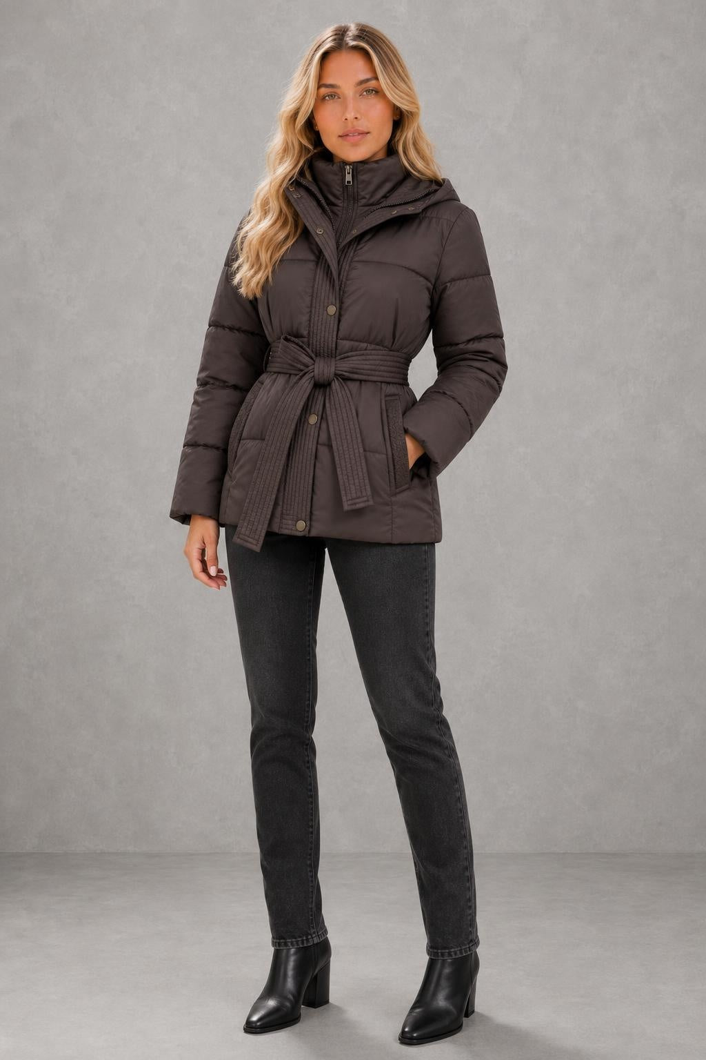 Hannah | Tie-Waist Quilted Hooded Jacket — studio_three_quarter — Sofia [6d74b807-a60f-415e-b184-4b18f045f5b8]
