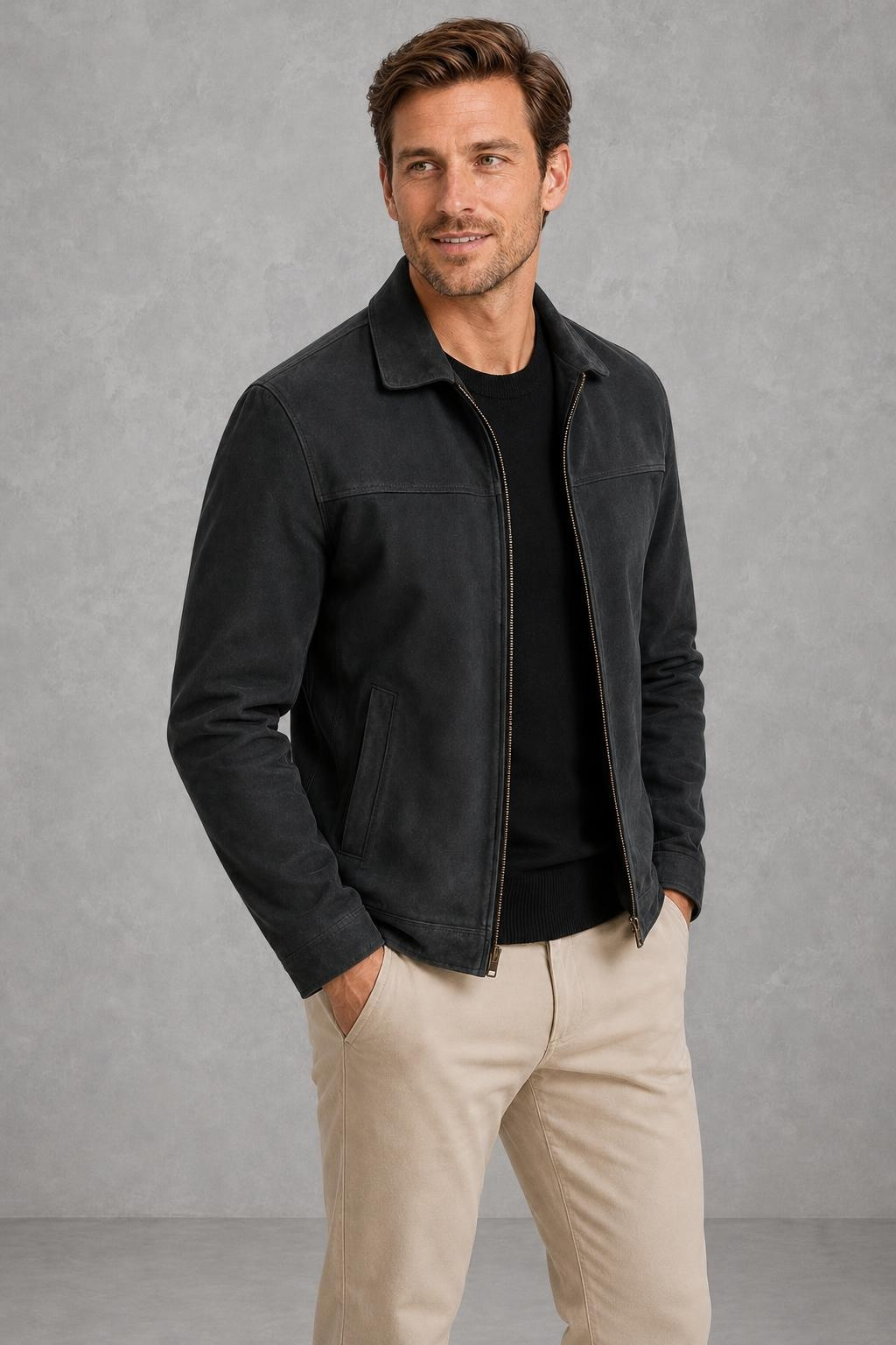 Connor | Panel-Seam Zip-Front Jacket — studio_three_quarter — Charles [c5f1d796-d753-4364-acc5-f1dc0f4bf4ab]