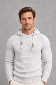 Joseph | Textured Drawstring Knit Hoodie — studio_front — Charles [2dbb4dd6-64f1-4264-9321-c5896f5182f5]