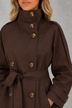 Layla | High-Collar Belted Trench Jacket — studio_closeup — Sofia [261277ab-cebe-4e27-bbbb-cf74ded04a84]