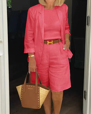 Stylish Two-Piece Cotton Suit Set