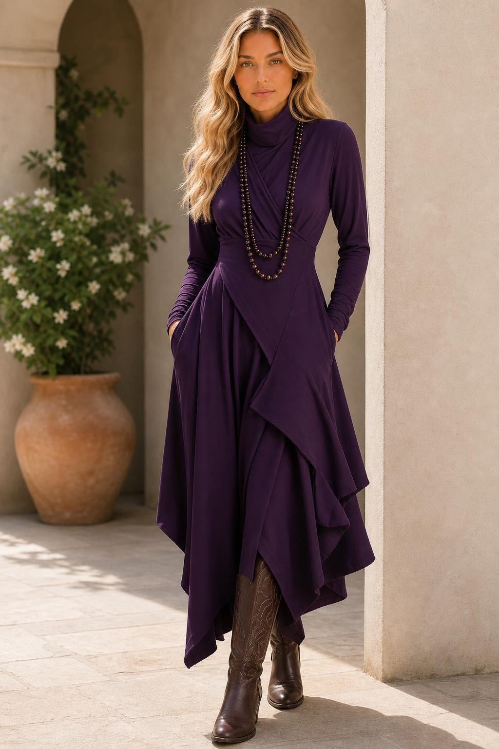 Zaria Draped Cotton-Blend Maxi Dress — lifestyle — Sofia [5f35223e-6d8f-42c9-a720-8cd86eb3ef18]