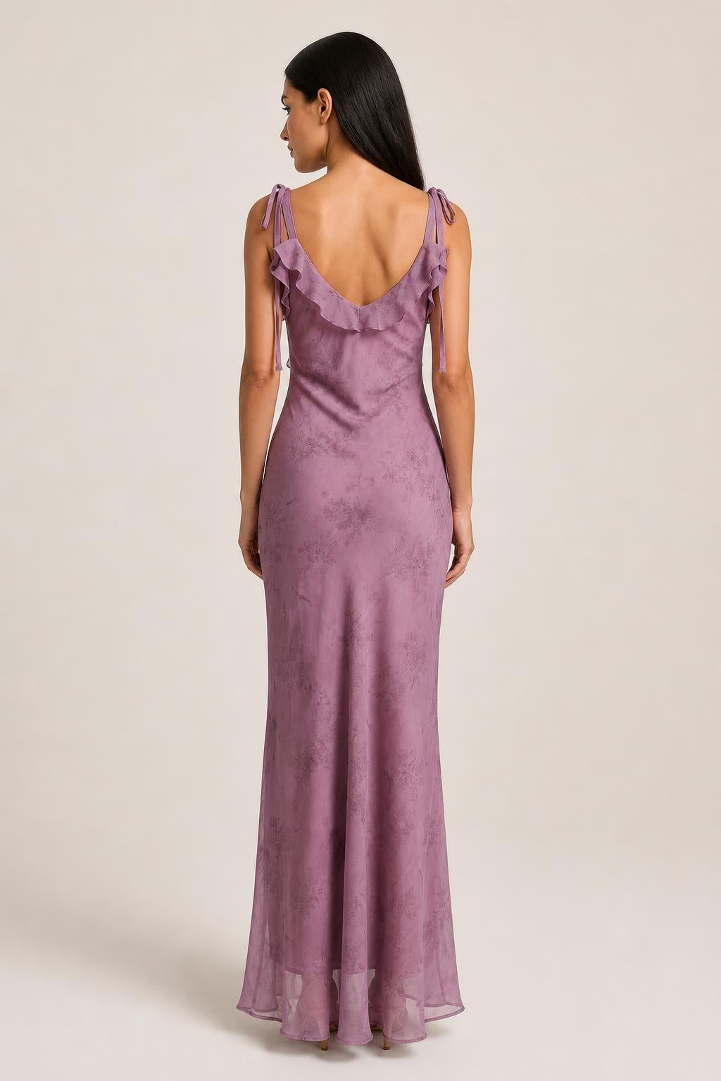 Iris | Tie-Strap Floral Lace Midi Dress